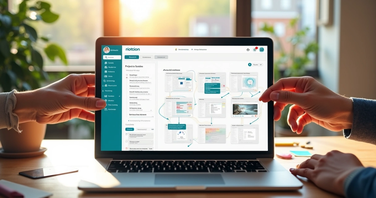 Aplicativo Notion sendo usado para criar fluxo inteligente de trabalho 