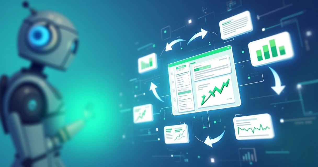 Fluxo de mensagens automáticas conectando cliente, chatbot e equipe humana, com setas mostrando o caminho e gráficos de vendas em destaque 