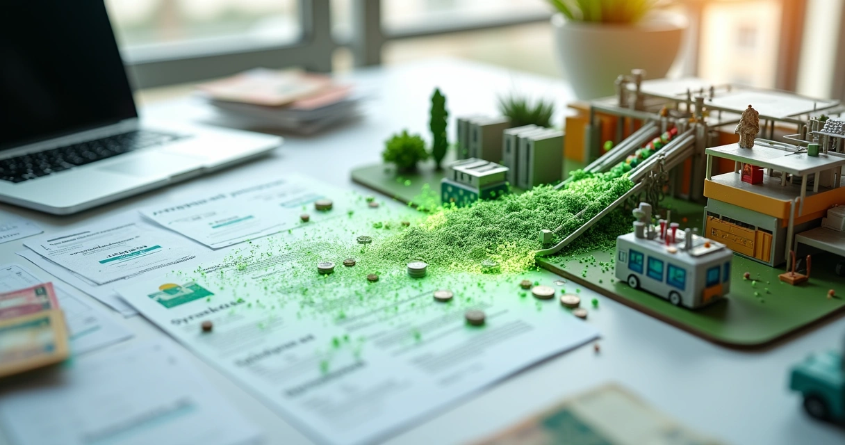 Notas fiscais e dinheiro se transformando em infraestrutura moderna de reciclagem 