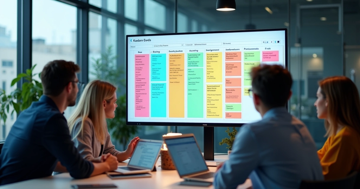 Quadro Kanban digital com tarefas de onboarding em agência de marketing 
