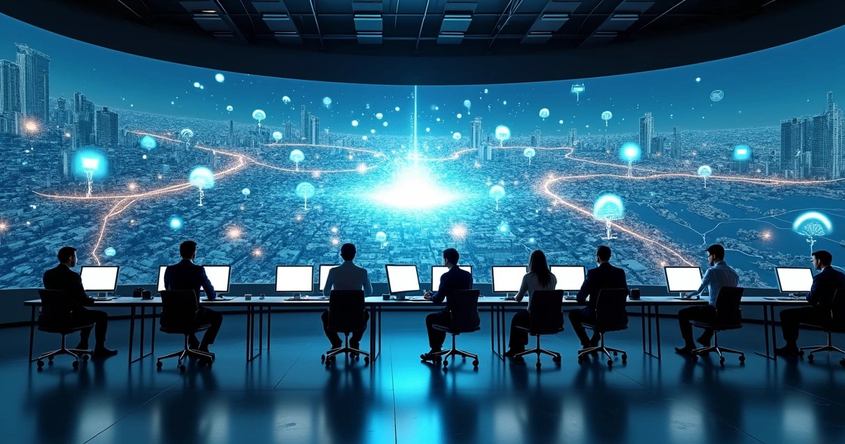 Fluxo de leads imobiliários convergindo para uma plataforma central com times conectados 