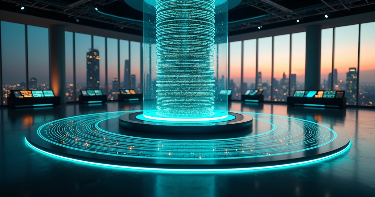 Fluxo visual de logs automatizados em data center futurista 