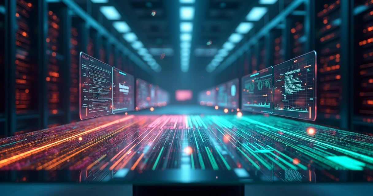 Fluxo visual de dados de logs sendo processados em plataforma central 