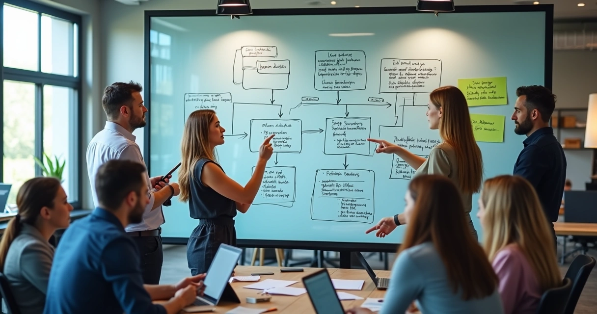 Fluxo visual de etapas entre times de marketing e vendas 