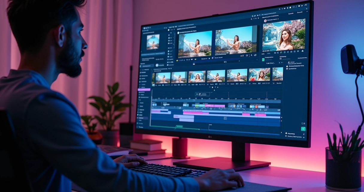 Panel with AI video editing flow and social scheduling 
