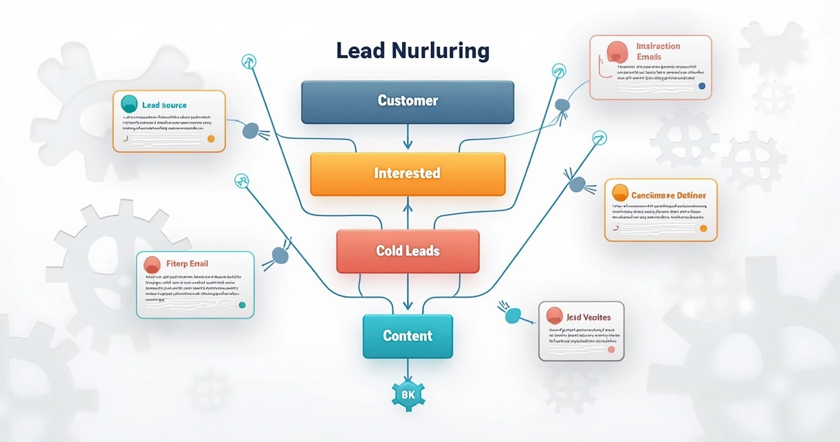 Fluxo de um funil de leads automatizado com divisões por segmentos 