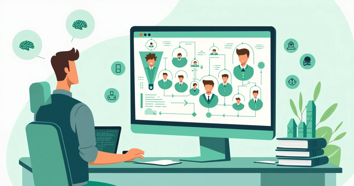 Ilustração de fluxo de nutrição de leads no WhatsApp com funil de vendas e mensagens automáticas 