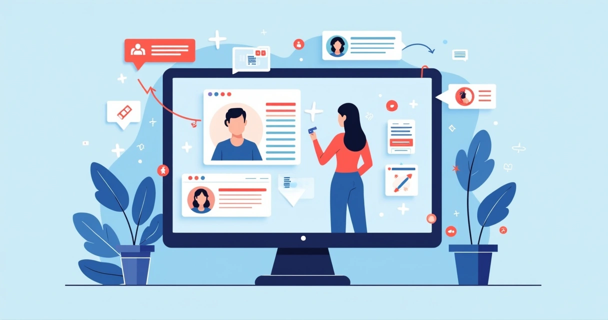 Fluxo omnichannel com canais integrados em tela digital 