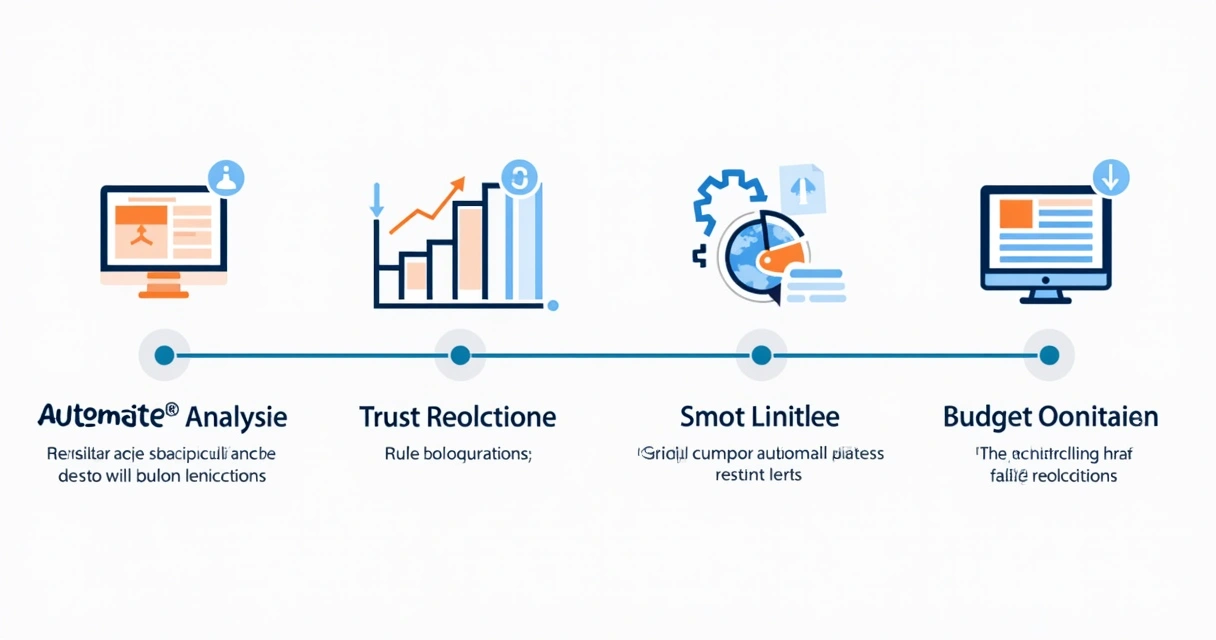 Fluxograma simples mostrando análise automática, Trust Value e redistribuição de orçamento com IA 