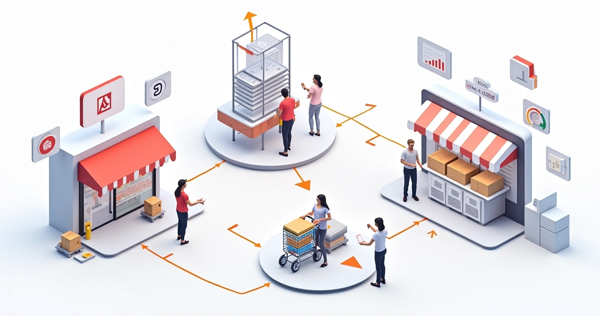 Fluxo de pedidos integrados entre loja física, e-commerce e marketplace 