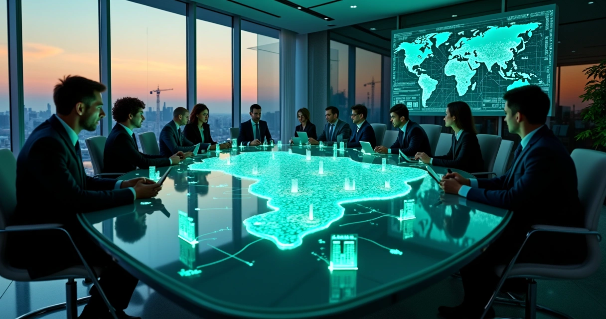 Ilustração de fluxo de pagamentos PIX B2B conectando diferentes empresas em ambiente corporativo 