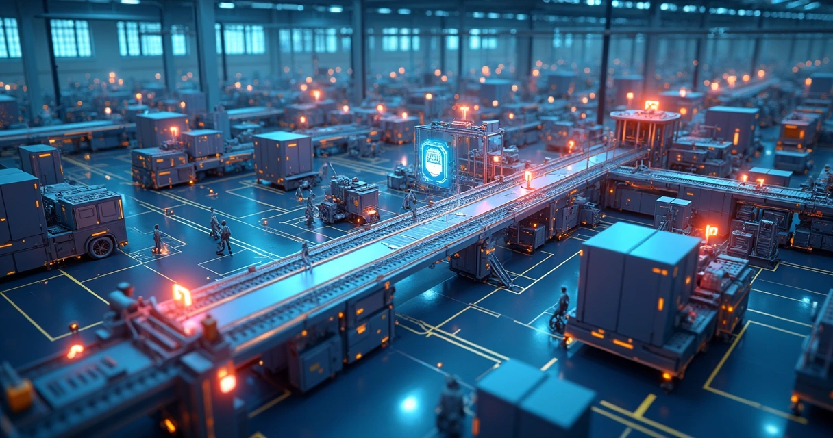 Fluxograma de processos industriais integrando inteligência artificial 