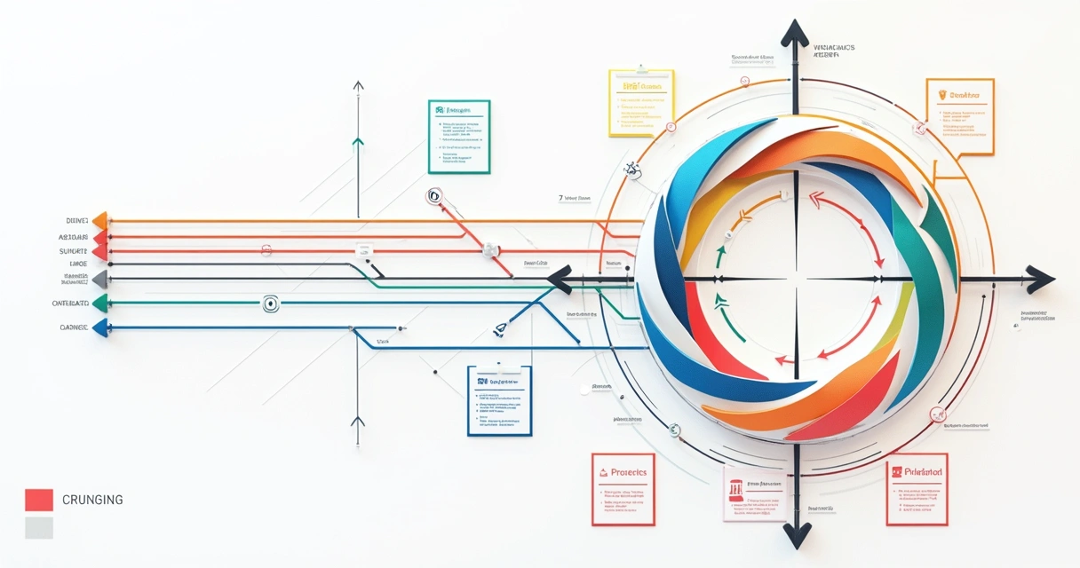 Diagrama de fluxo de processos e conexões entre setores em um sistema organizacional. 