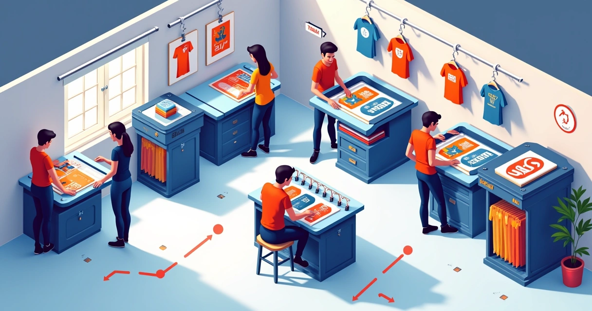 Equipe produzindo camisetas personalizadas na Bresser