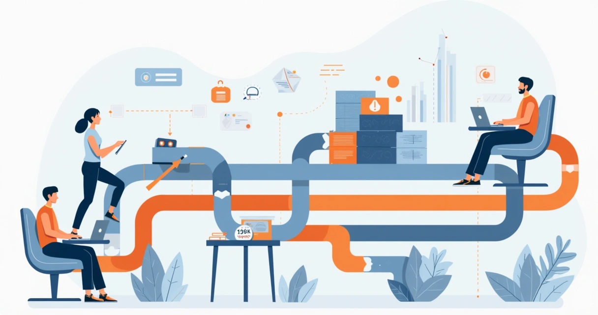 Fluxo de trabalho mostrando tarefas acumuladas em uma etapa durante um projeto 