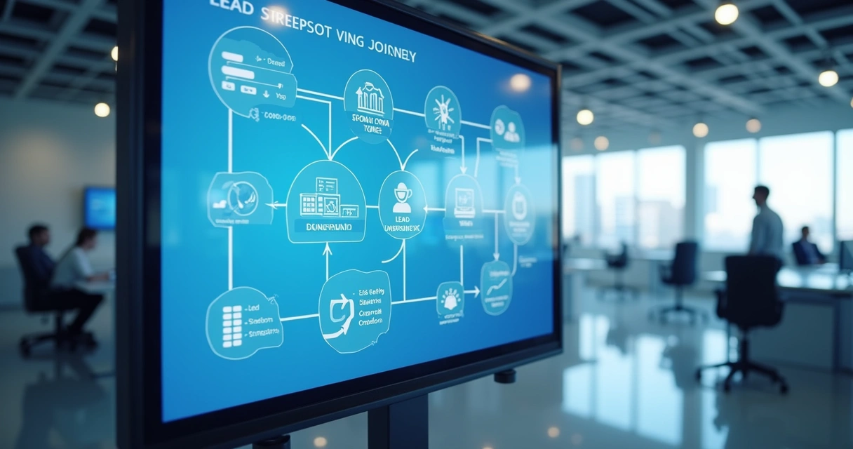 Fluxograma digital mostrando etapas da prospecção comercial 
