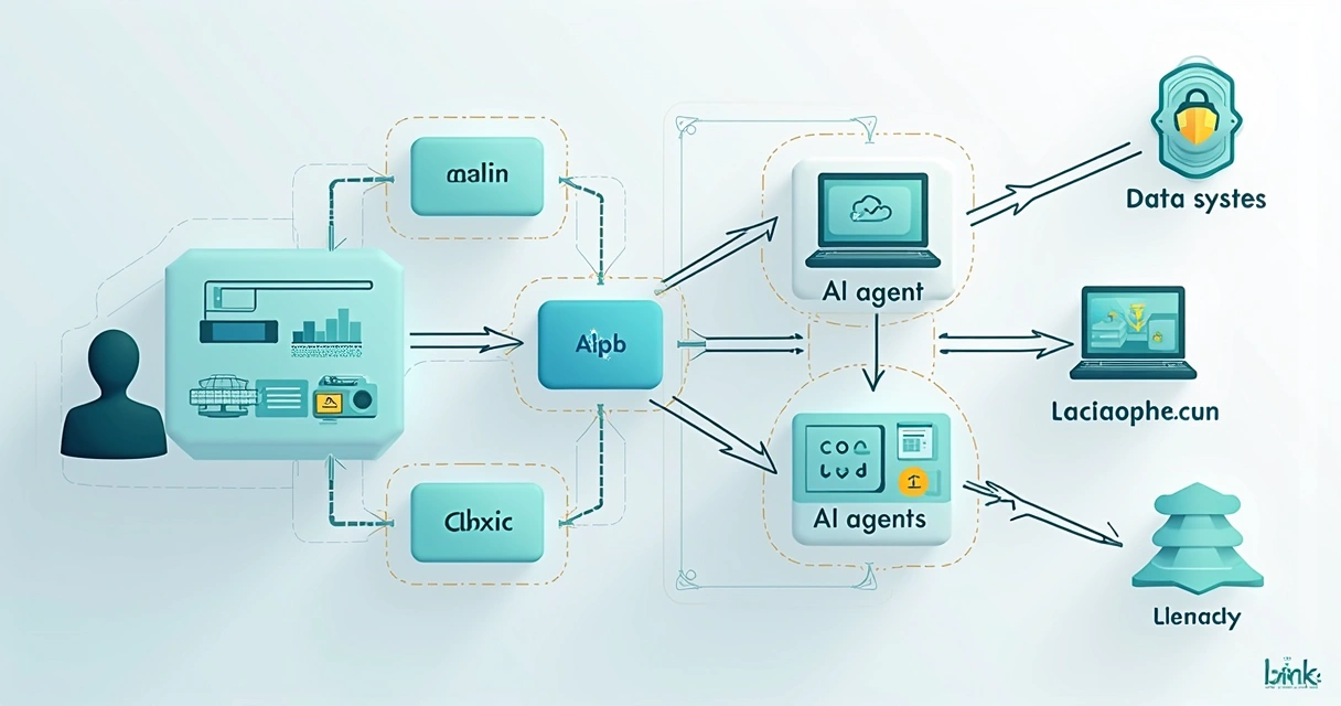 Diagrama do fluxo de integração MCP mostrando IA, API e sistema legado 