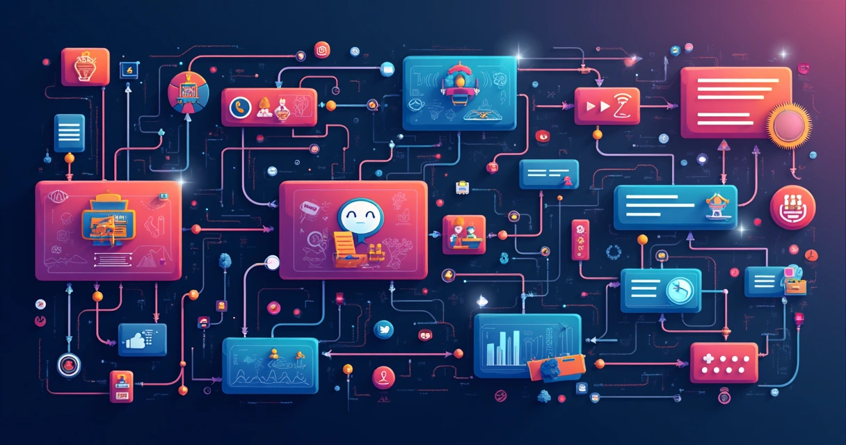 Fluxo digital de qualificação de leads com indicadores em destaque. 