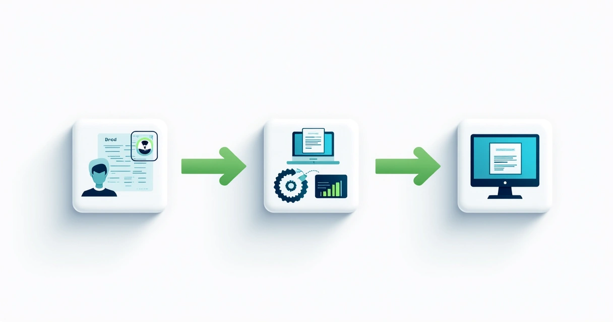 Fluxo visual de RPA e IA em processo empresarial 