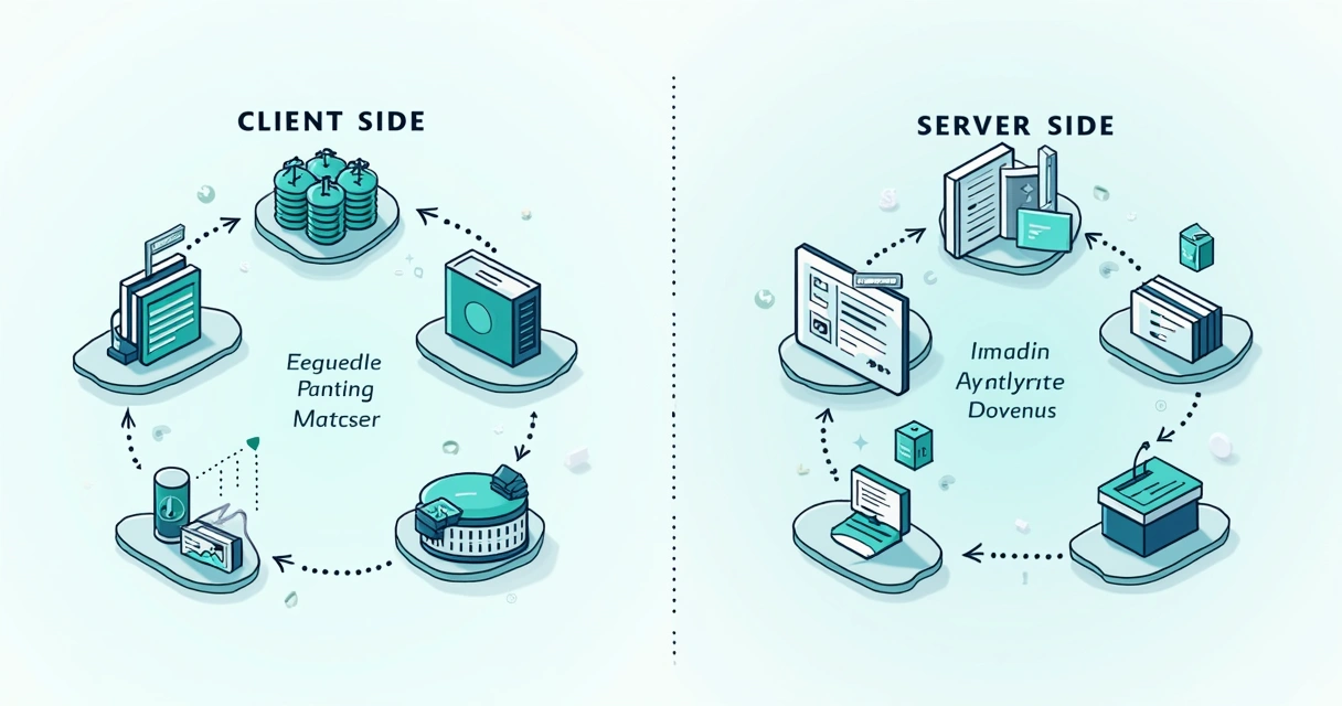 Comparação entre fluxo de coleta de dados client-side e server-side 