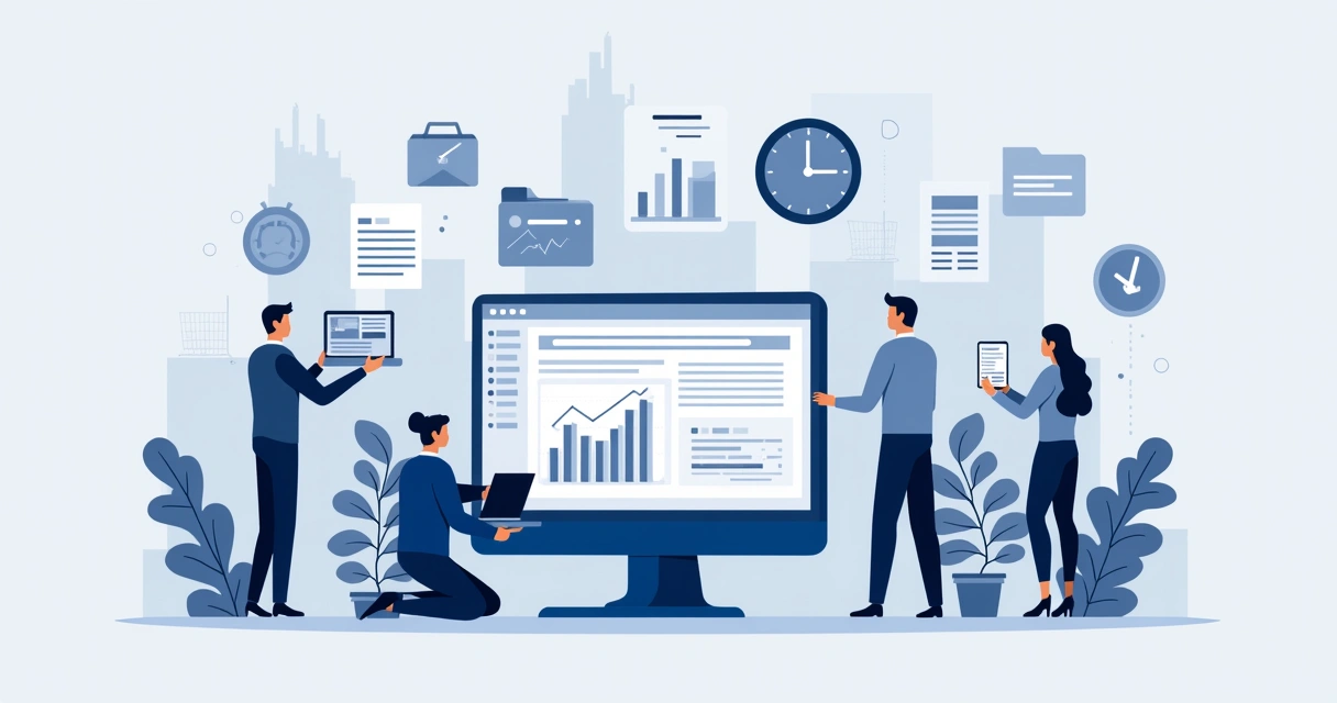Fluxo digital de trabalho com documentos e computadores 