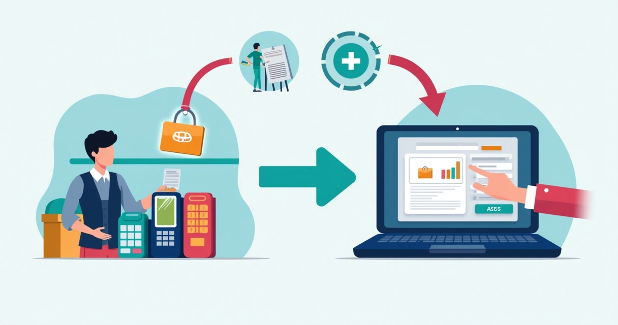 Fluxo de transação omnicanal integrado entre loja física e Shopify