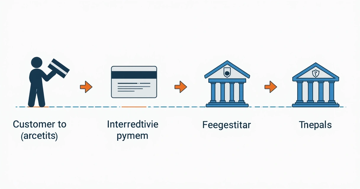Diagrama do fluxo de uma transação digital, indo do cliente até a conta do lojista via intermediador. 