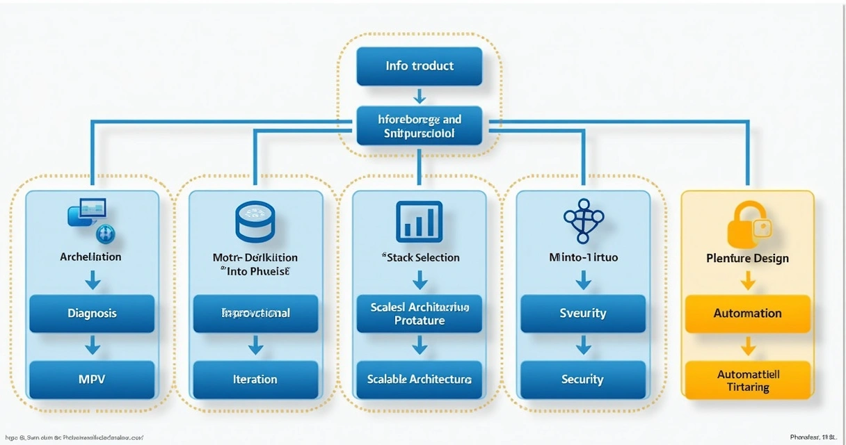 Fluxograma de transformação de infoproduto tradicional em InfoSaaS, incluindo etapas técnicas 