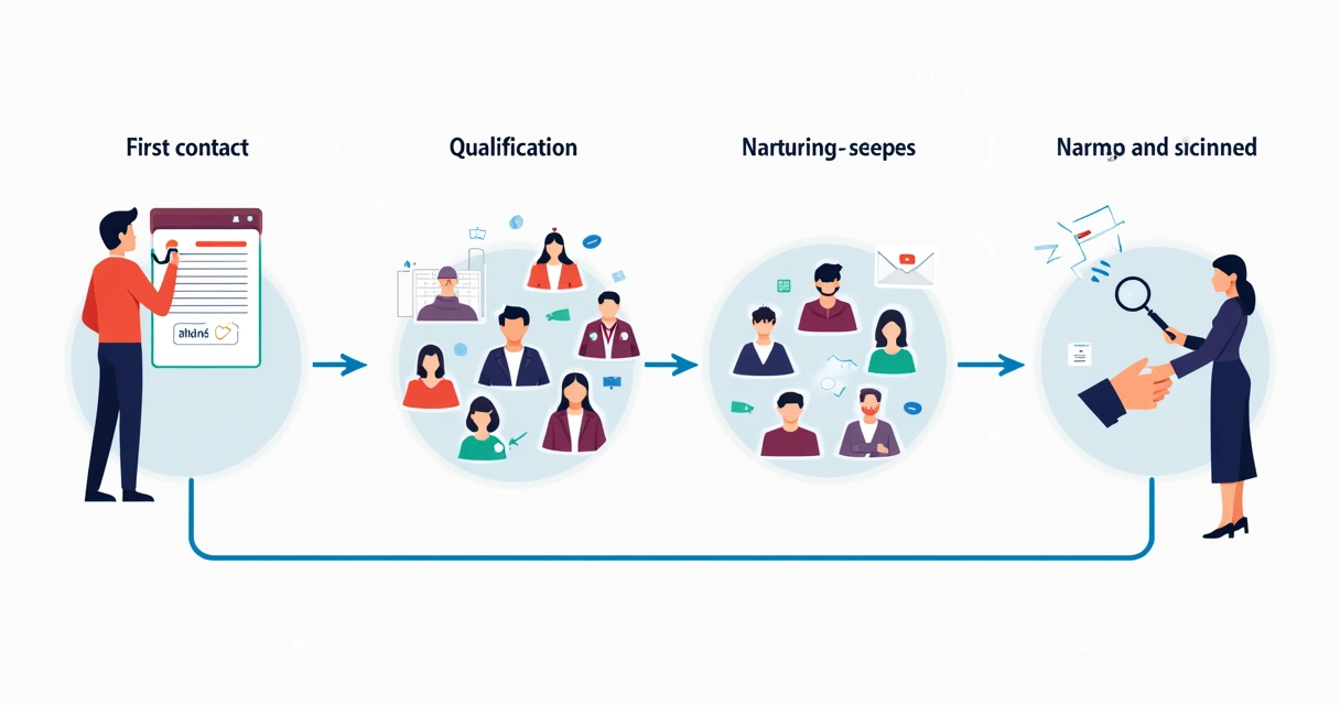 Fluxo de etapas do lead do contato à conversão 