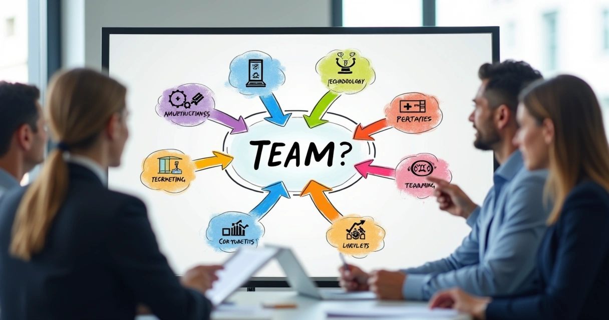 Fluxo sistêmico ilustrando funções conectadas de uma equipe multifuncional 