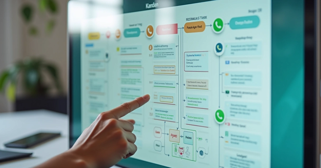 Fluxo inteligente de mensagens WhatsApp em quadro digital