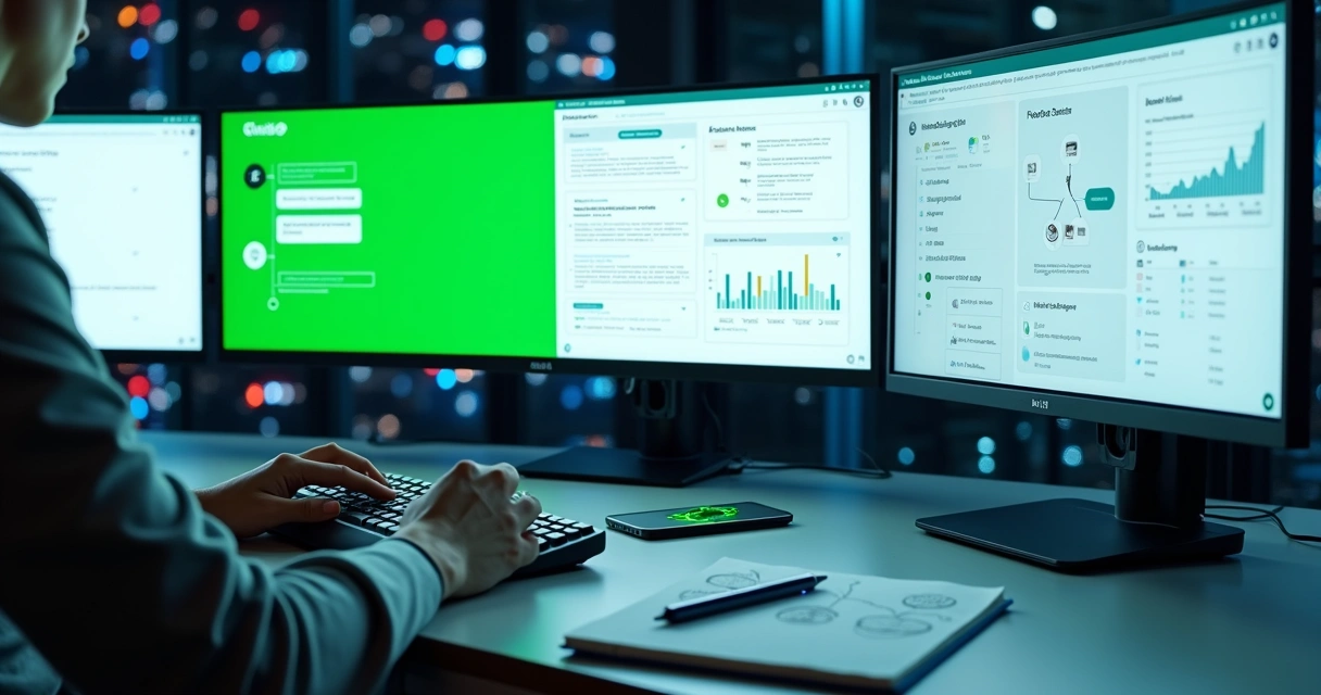 Painel de controle exibindo integração em tempo real entre WhatsApp e Claude AI 