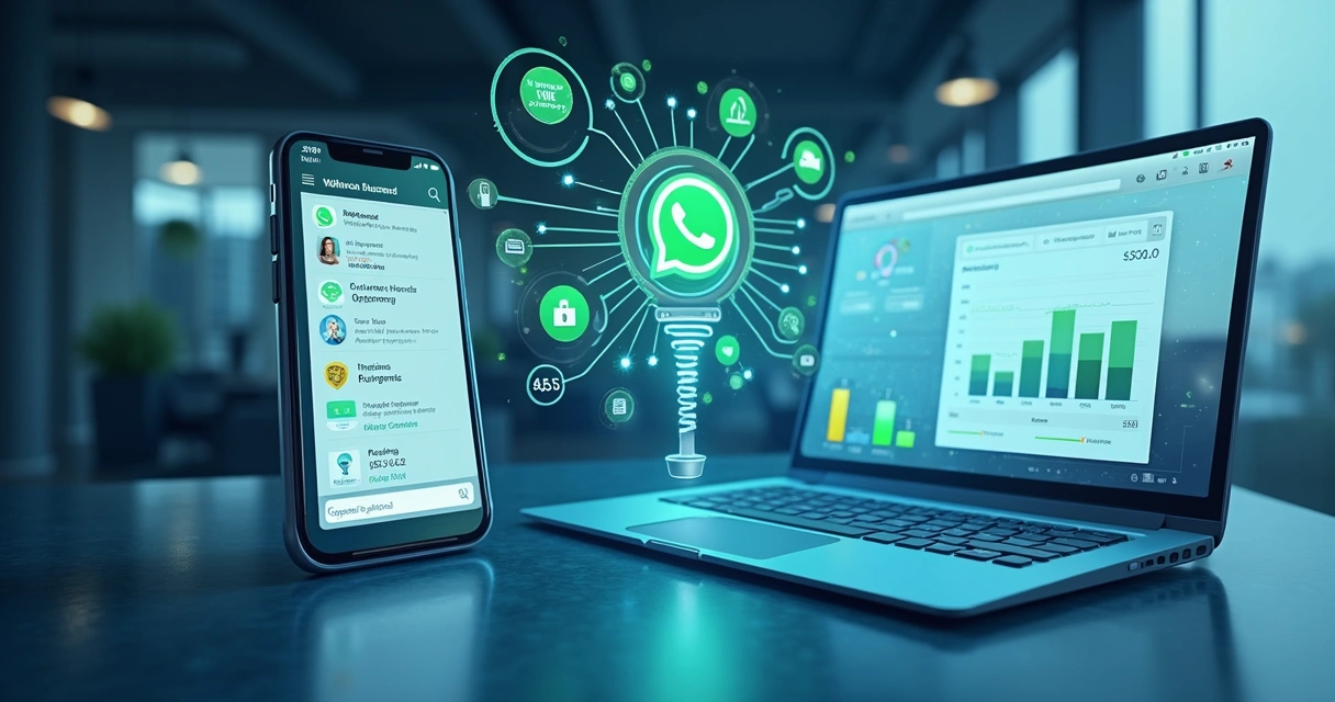 Fluxo visual entre WhatsApp, ERP e automação com IA