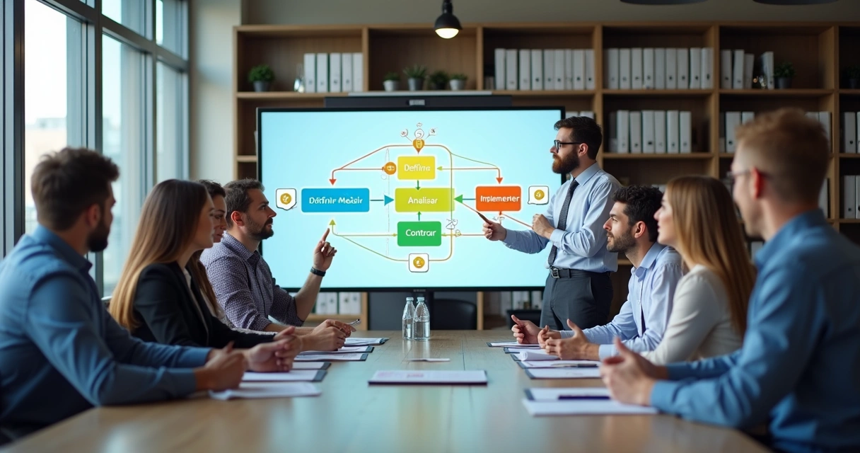 Fluxograma de um processo empresarial com etapas destacadas 
