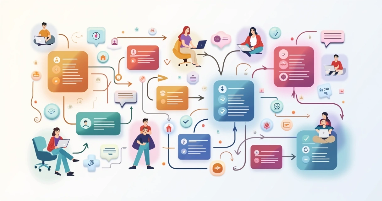 Fluxograma colorido do processo de uma squad multidisciplinar 