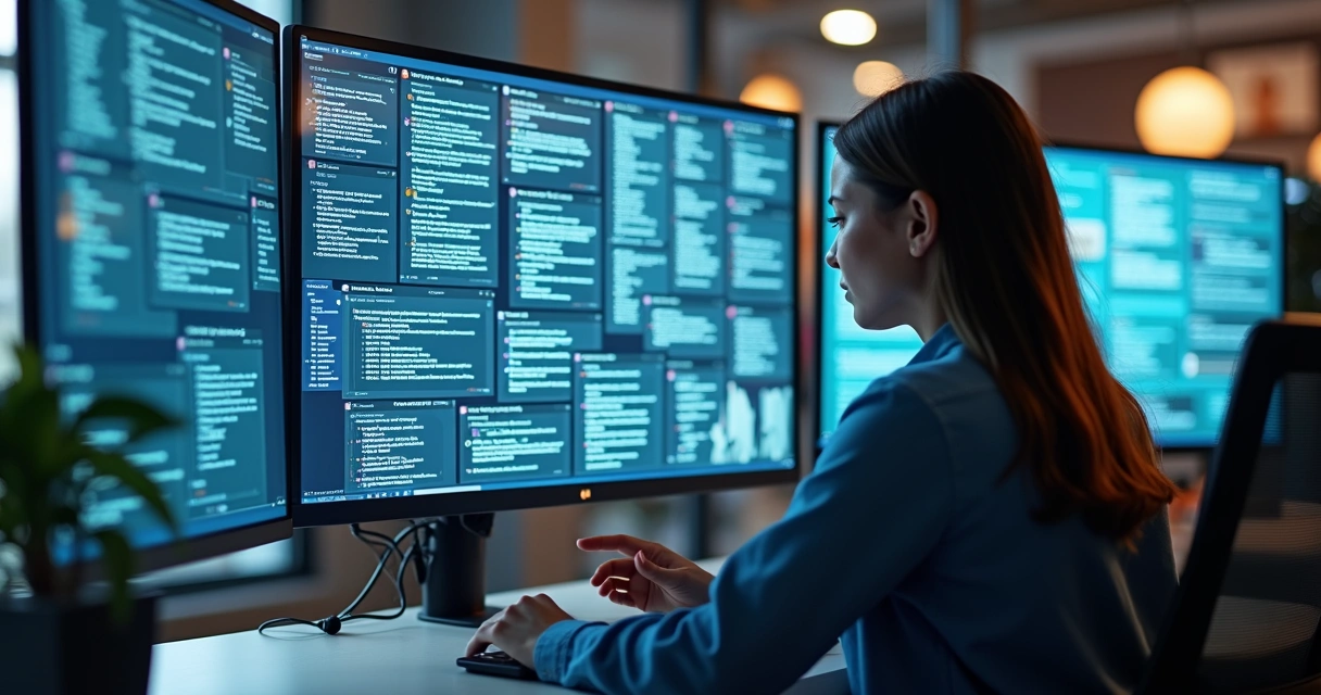 Pessoa filtrando informações na tela do computador 