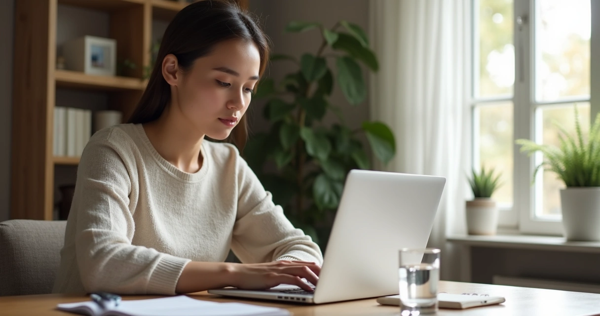 Person returning to focused work after a mindful pause 