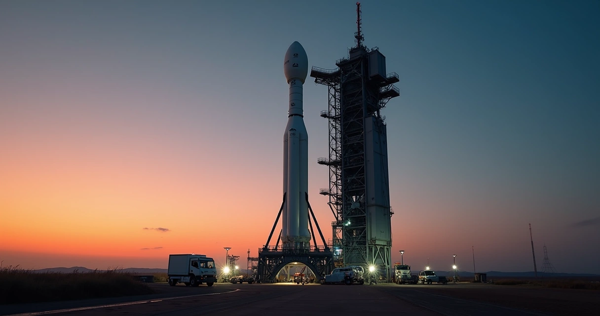 Foguete Ariane 6 prestes a lançar a missão Plato