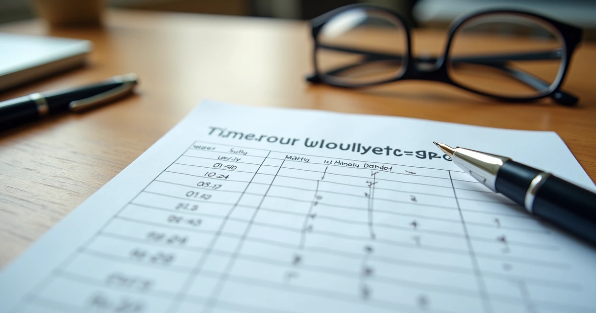 Folha de ponto de horista sobre mesa de escritório