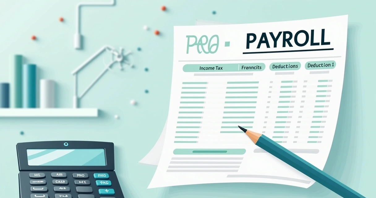 Folha de pagamento com destaque para cálculo do imposto de renda e lápis ao lado. 