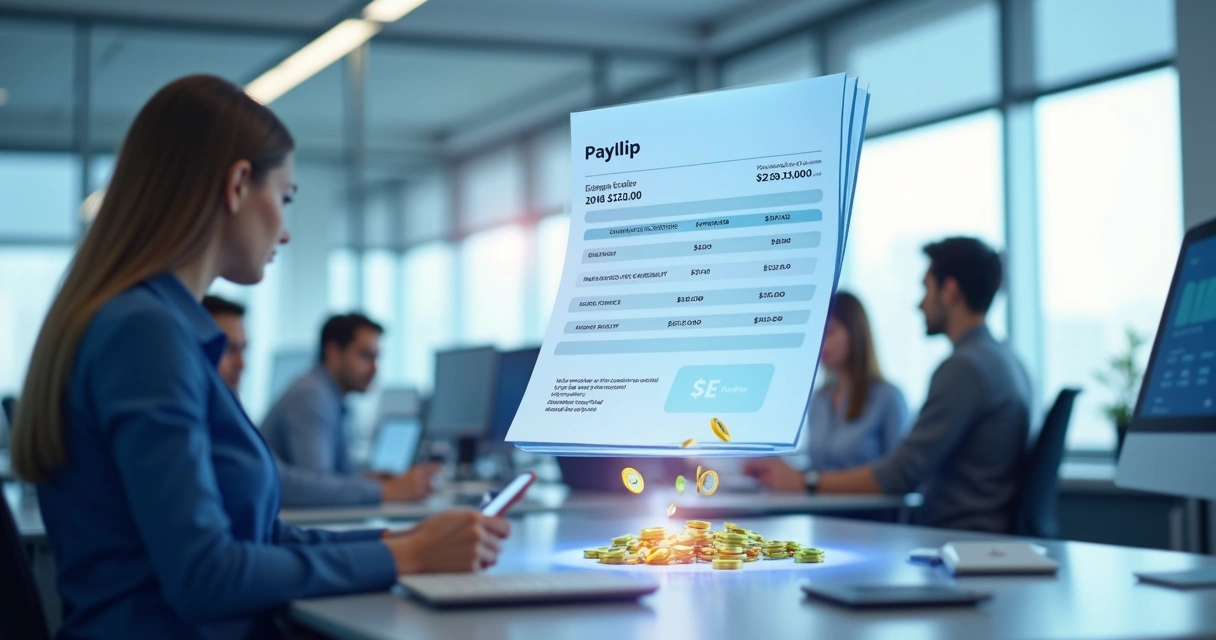 Conceito visual de folha de pagamento digitalizada com tokens