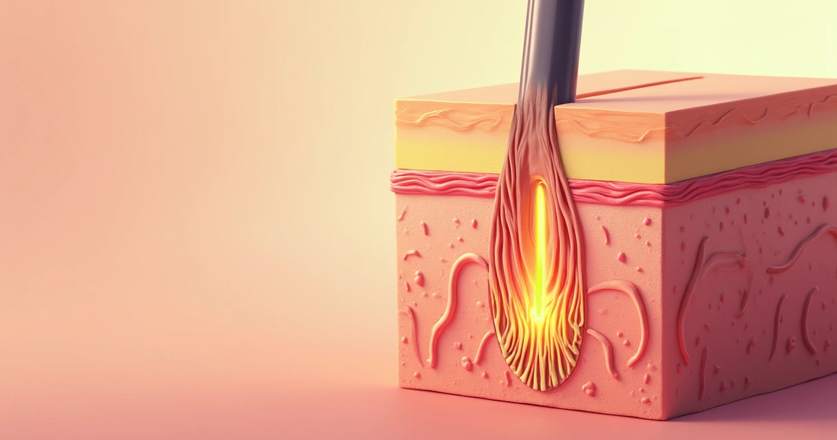 Estrutura do folículo piloso atingido pela luz do laser 