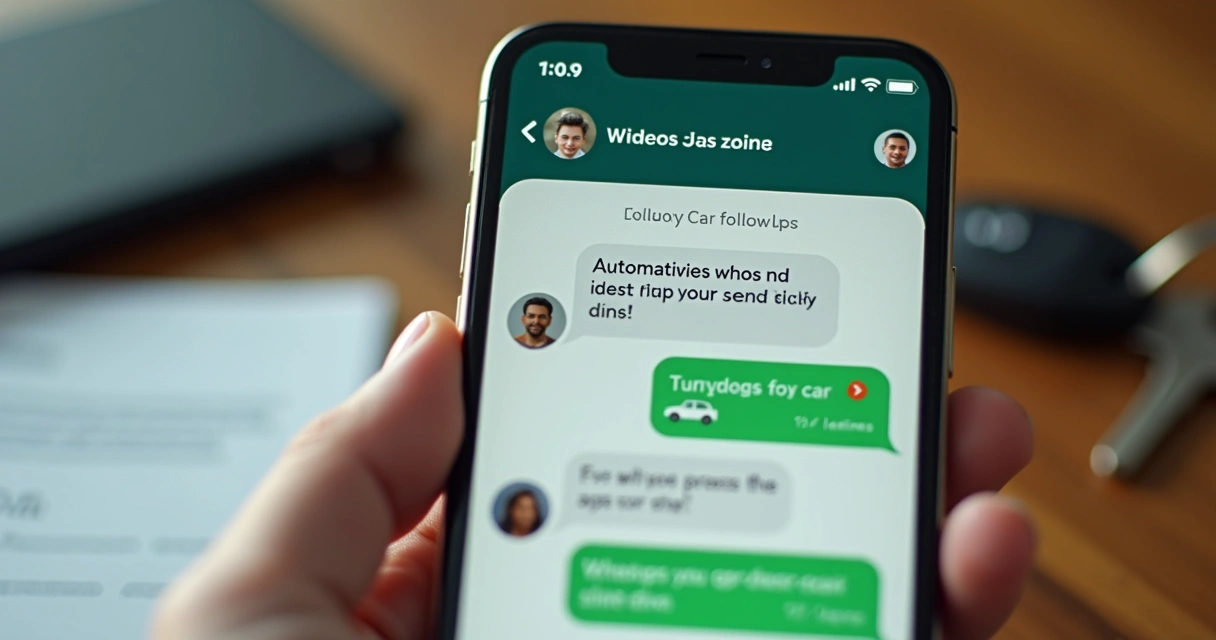 Sequência de mensagens no WhatsApp com lembretes de test drive. 