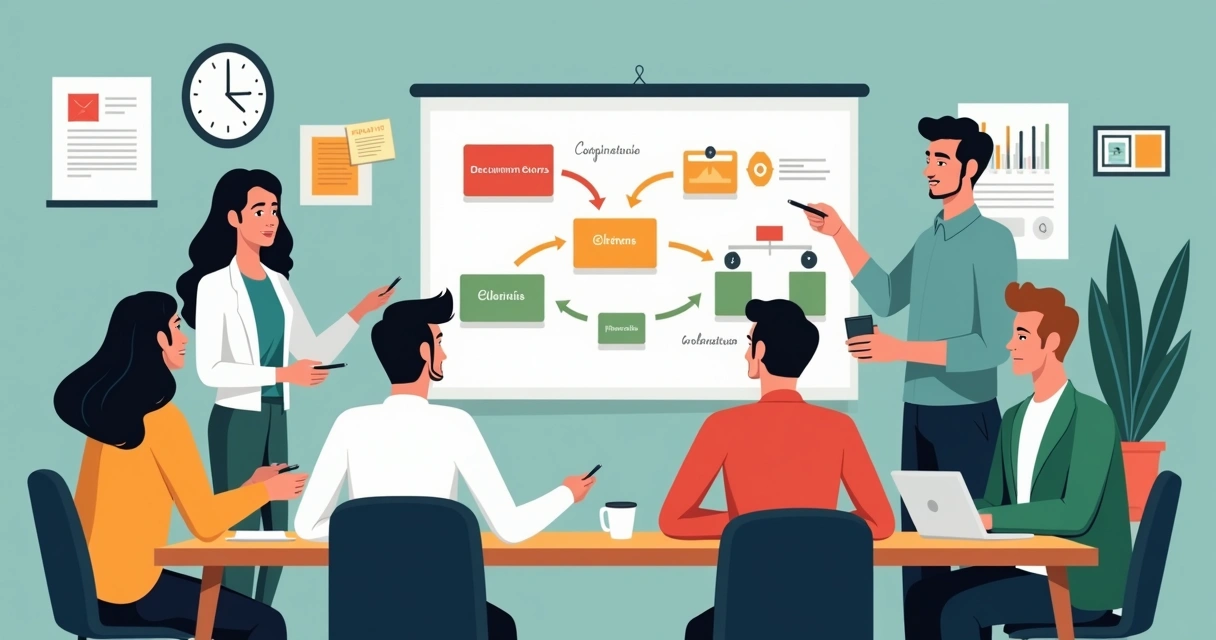 Equipe reunida planejando campanhas com recursos alternativos e gráficos de resultados.