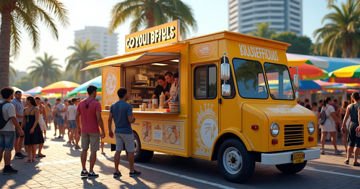 Food truck vendendo crepes em Orlando em evento ao ar livre 