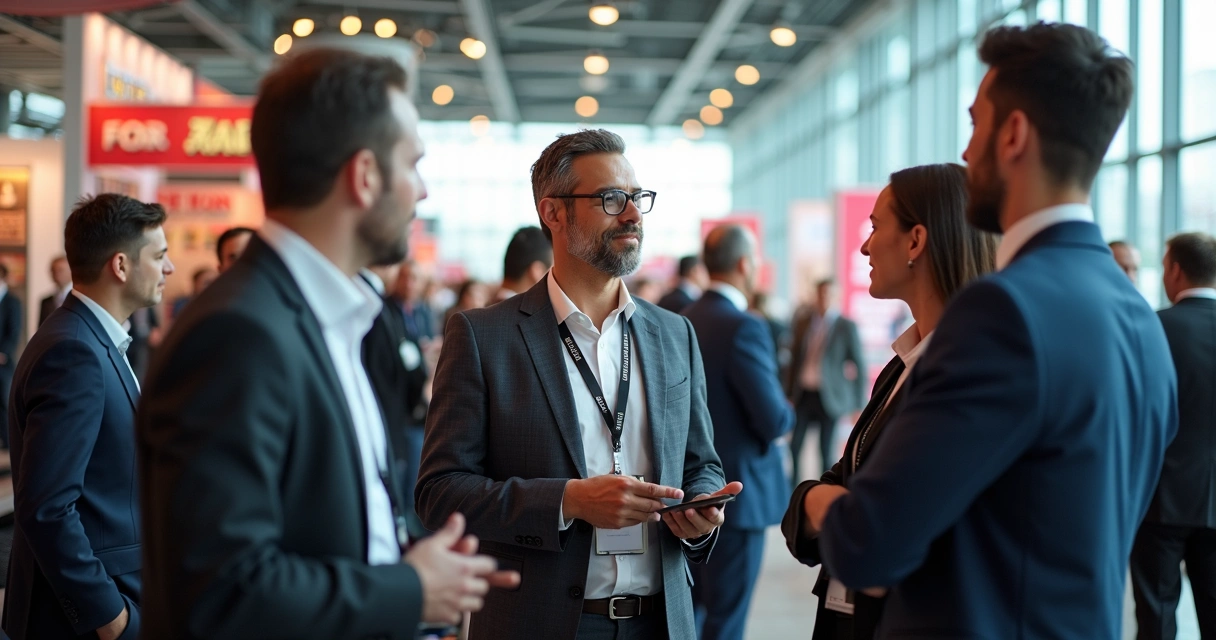 Profissionais de foodservice conversando em grupo em Chicago 