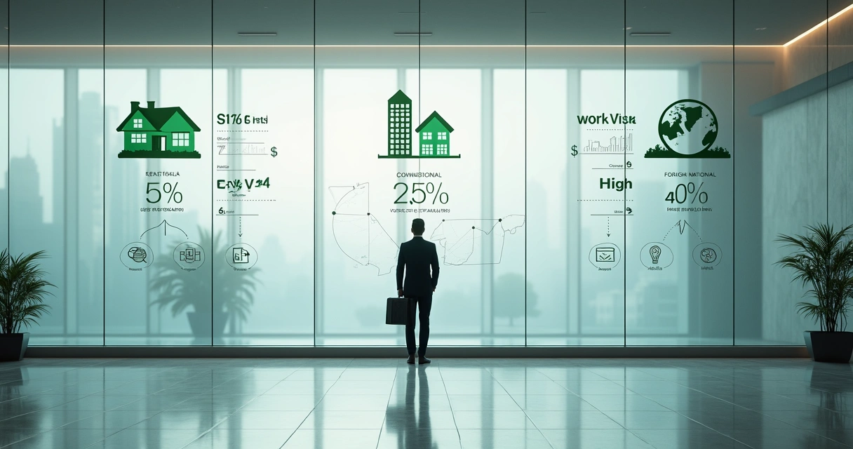 Visual comparison of mortgage down payment paths for foreign homebuyers 