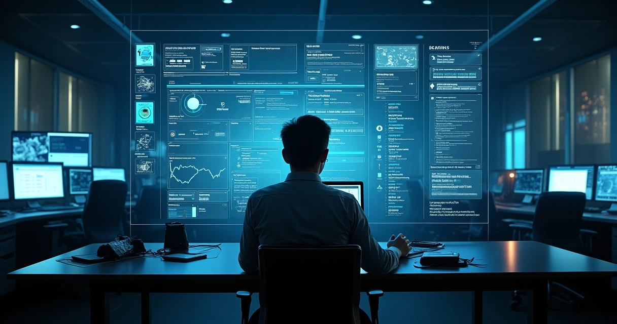 Investigator examining digital evidence time map on transparent screen 