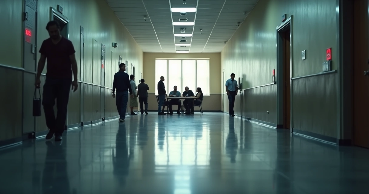 Forked hallway symbolizing two institutional choices