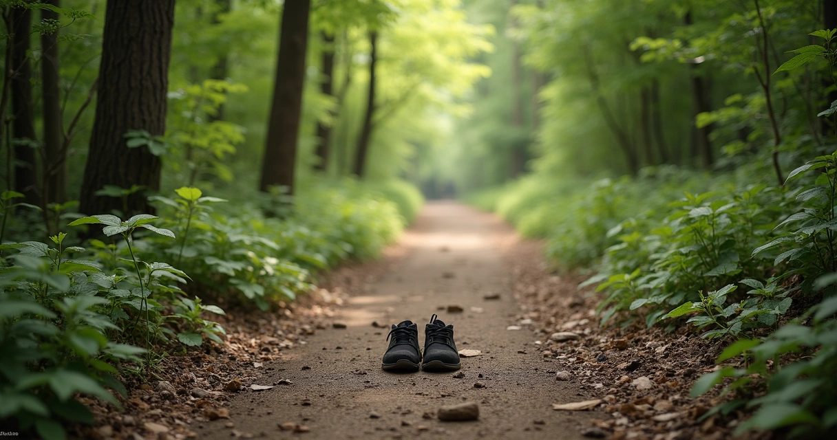 Forest path splitting into two clear directions
